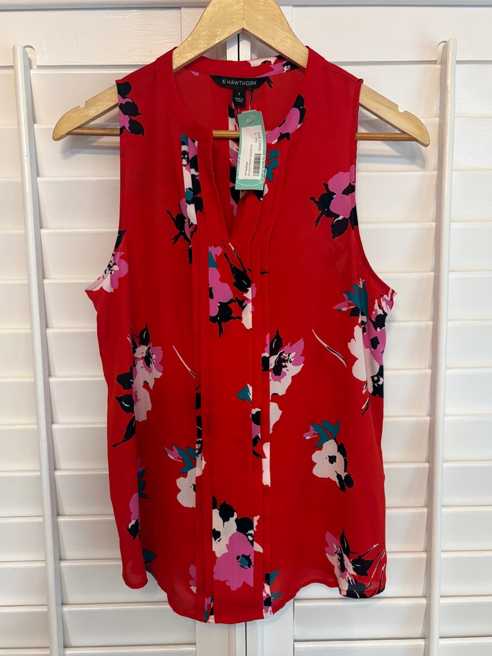 41 hawthorn Red Floral Tank Top Size Small